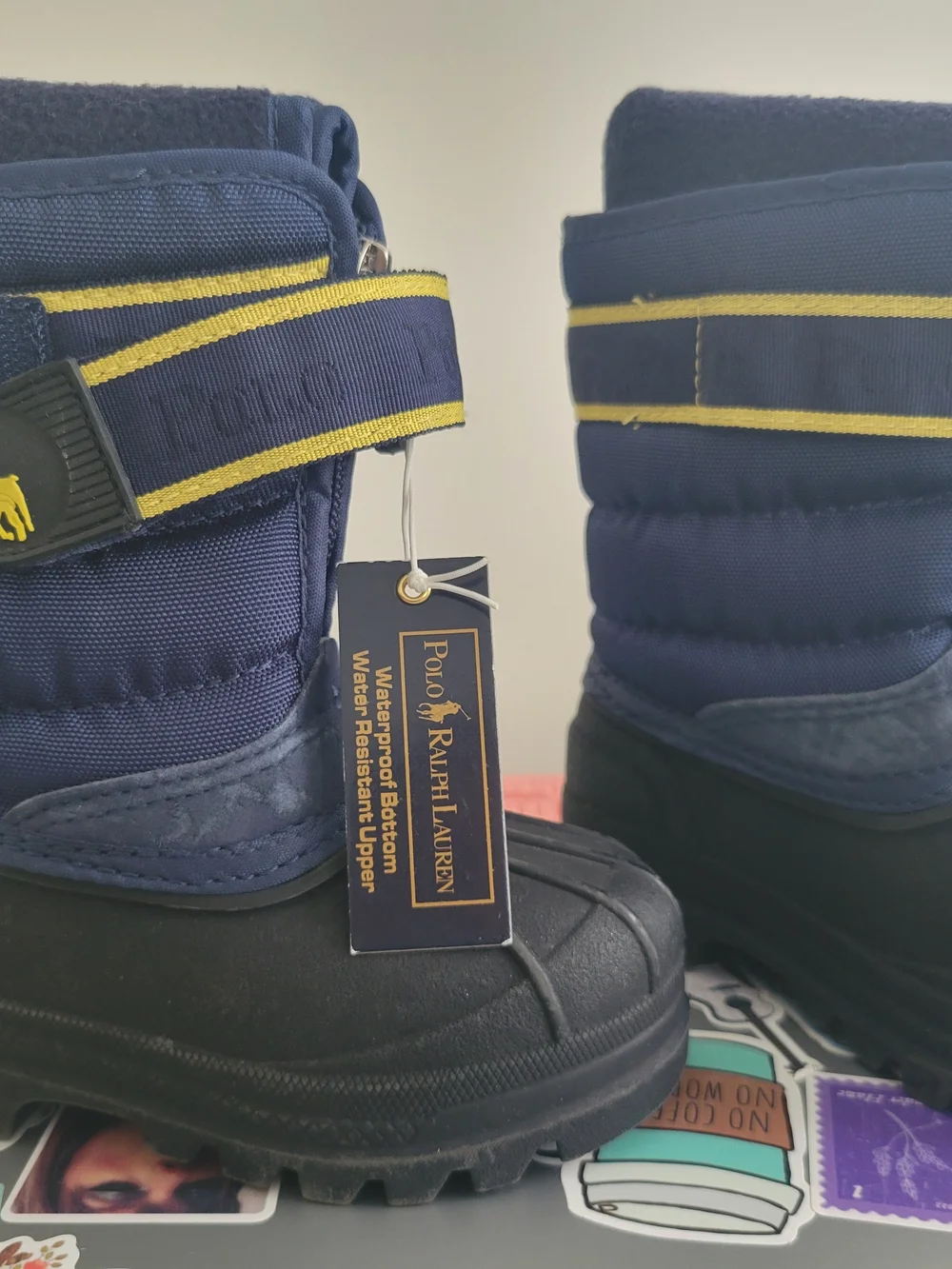 Polo by Ralph Lauren Kids' Navy and Yellow Winter Snow Boots